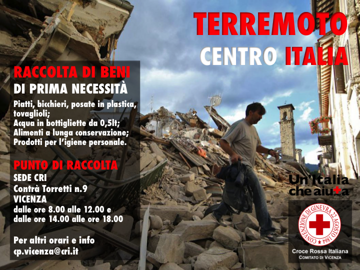 Raccolta beni di prima necessità per terremoto Centro Italia